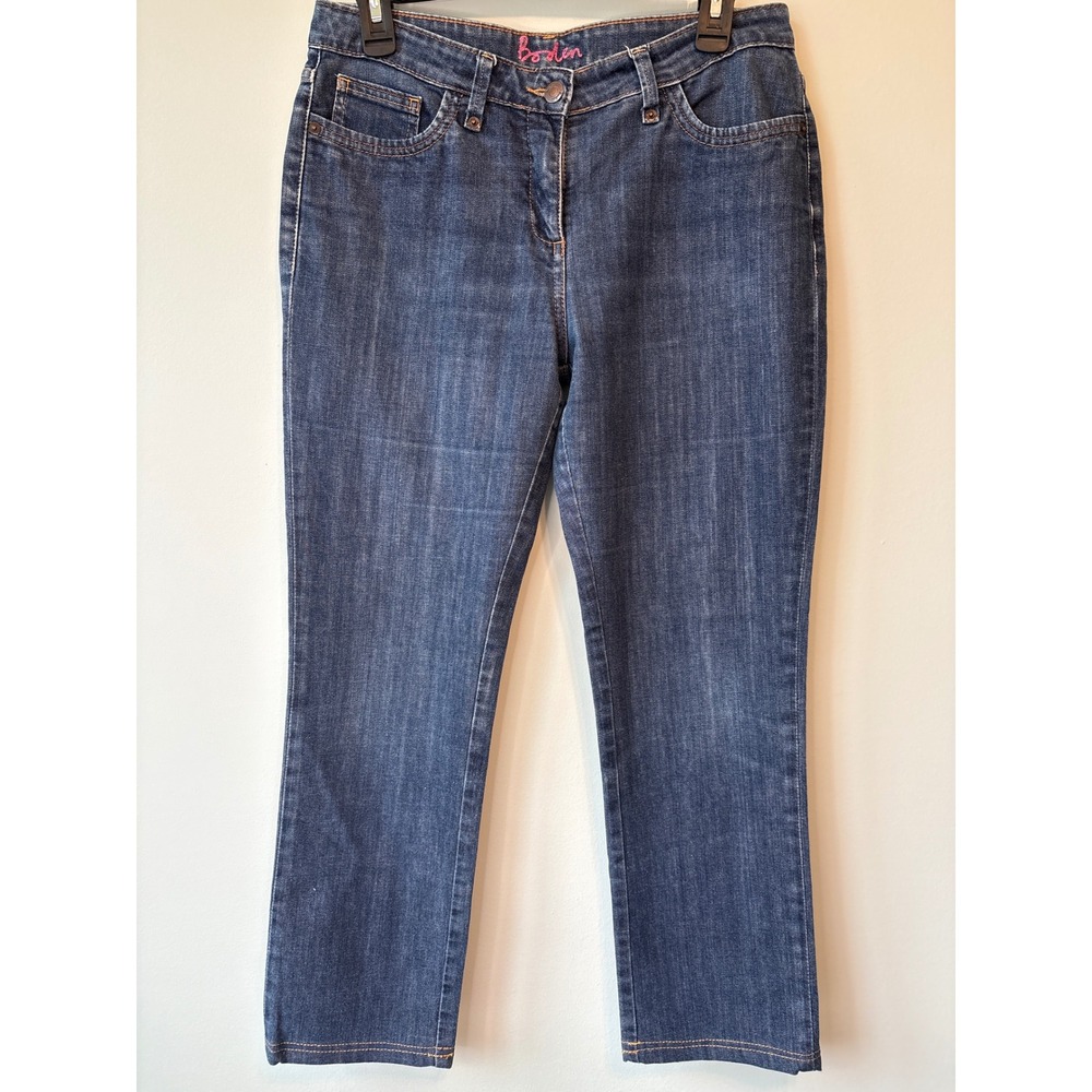 Boden Denim Jeans Dark Wash Straight Leg Ankle‎ Women US 8 UK 12 Cotton Blend